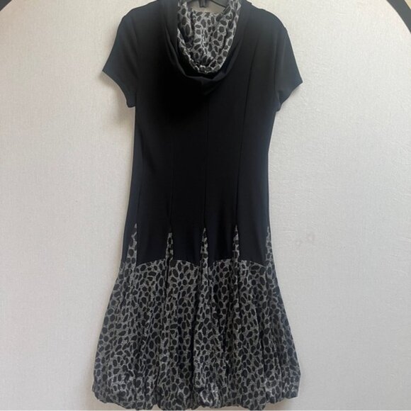 Joseph Ribkoff Leopard Print Hooded Stretch Drop Waist Midi Dress Size 6 - Picture 4 of 11